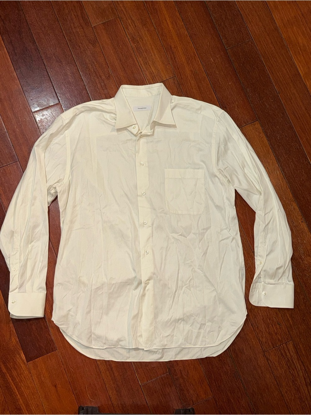 Ermenegildo Zegna Mens Dress Shirt 17 White/Beige/Ivory